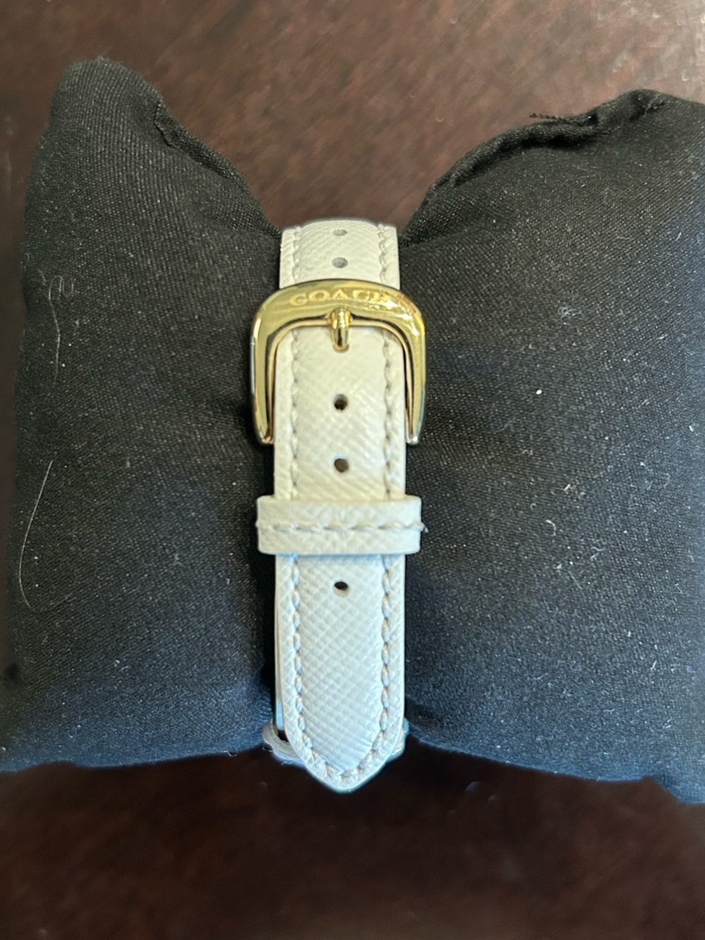 Coach Gold-Tone Boyfriend Crystal Bezel 35mm Watch with White Leather Strap - Picture 6 of 8